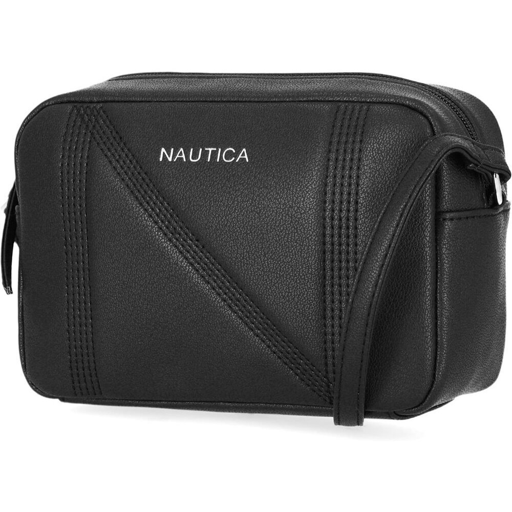 Women's Black PU leather Candid Camera Adjustable Crossbody Bag